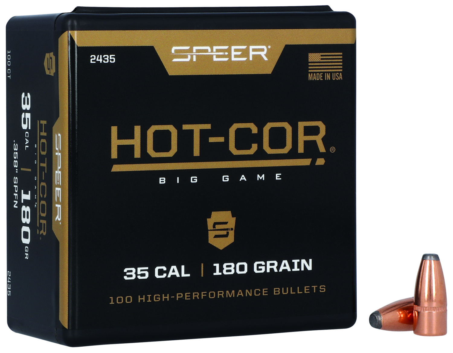 Speer 2435 Hot-Cor 35Cal 180gr Spitzer Soft Point 100/Box