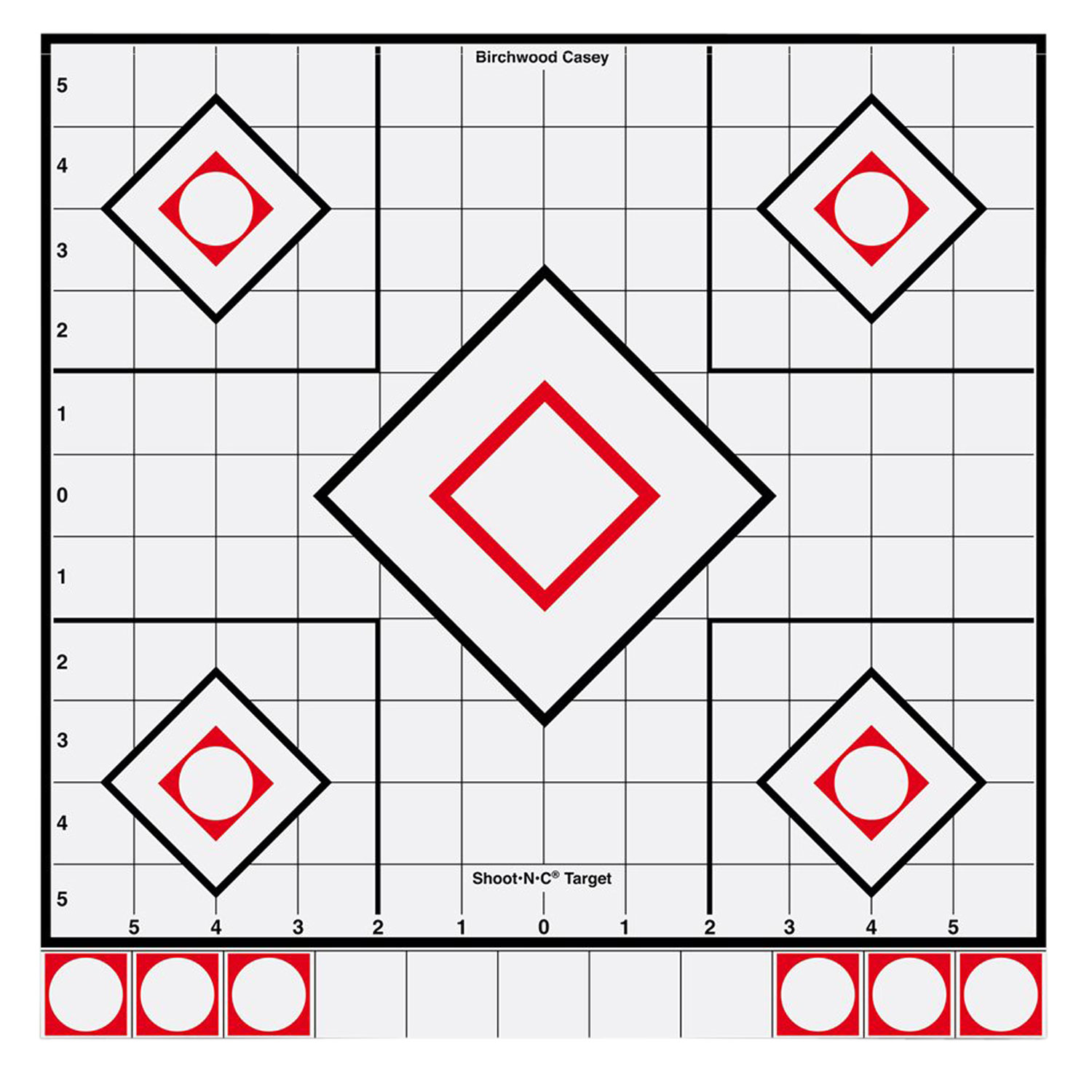 Birchwood Casey 34219 Shoot-N-C Reactive Target Self-Adhesive Paper White/Red 12" 5-Diamond 5 Pack