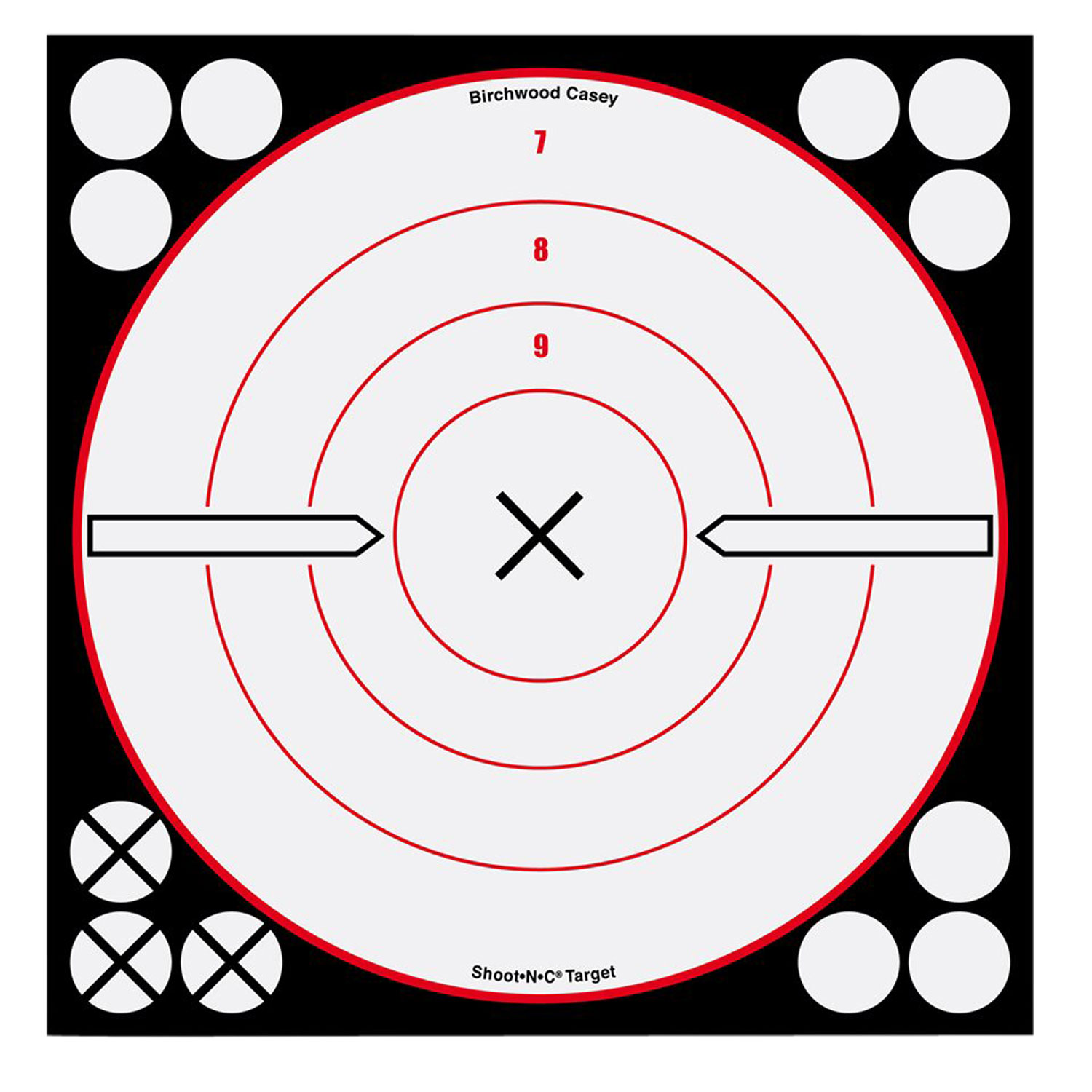 Birchwood Casey 34802 Shoot-N-C Reactive Target Self-Adhesive Paper Black/Red/White 8" Bullseye 6 Pack