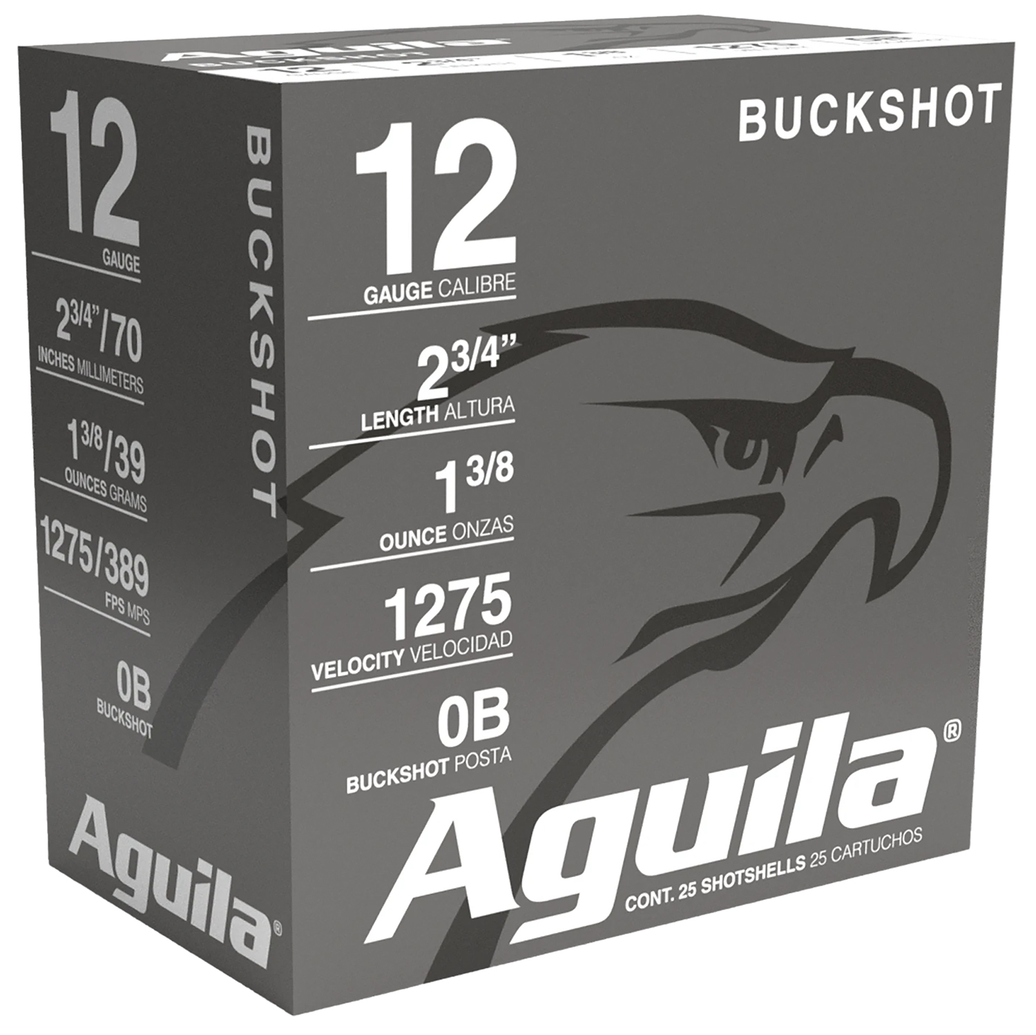 Aguila 1C1200BA Buckshot High Velocity 12Gauge 2.75 1 3/8oz 0Buck Shot 25 Per Box/10 Case