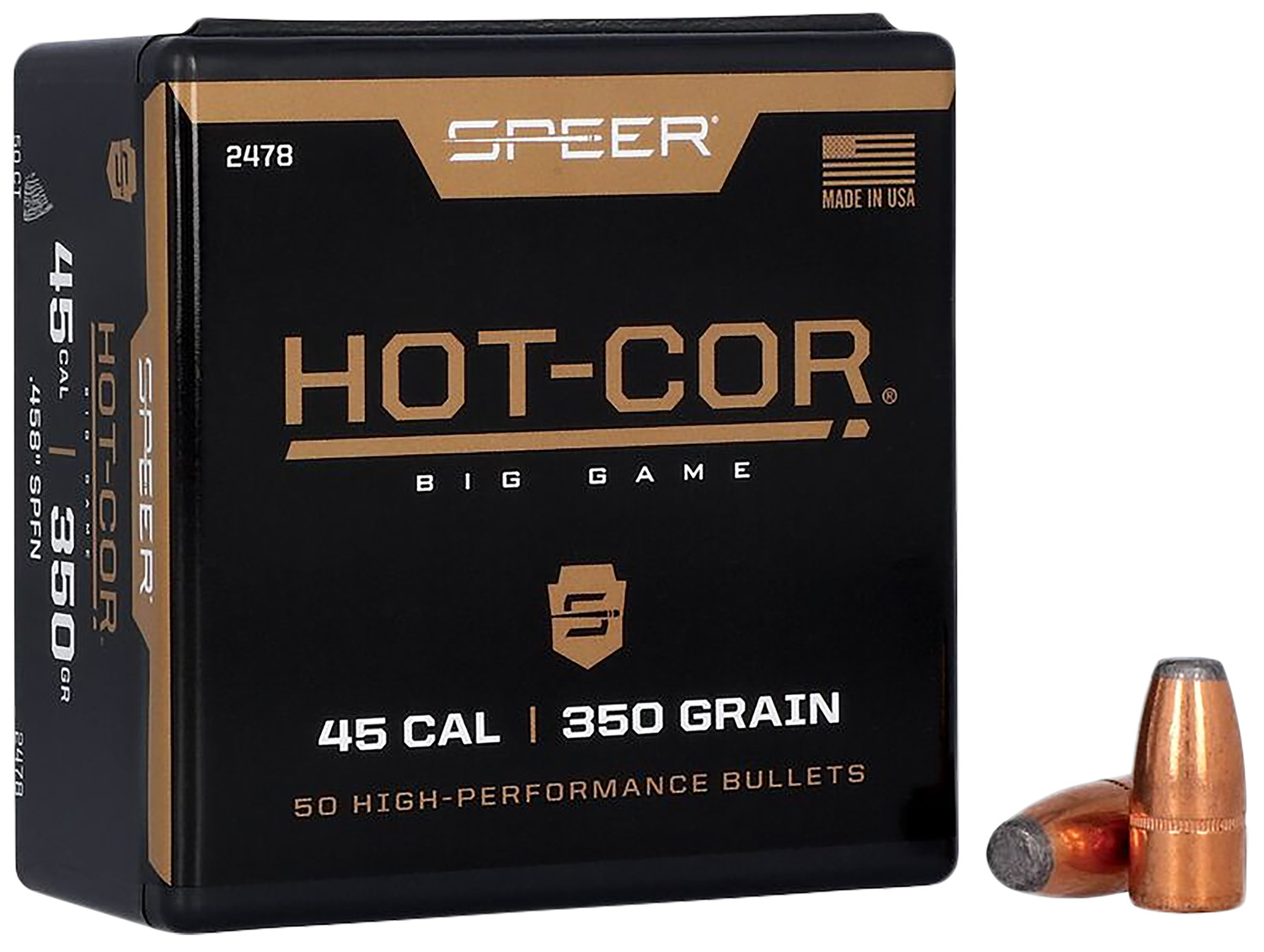 Speer 2478 Hot-Cor 45Cal 350gr Soft Point Flat Nose 50 Per Box/5 Case