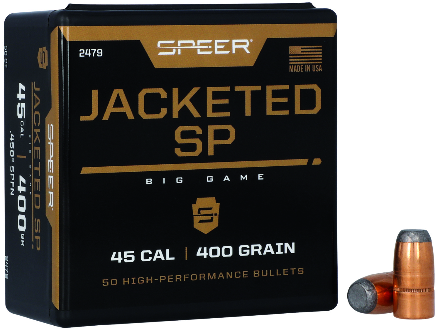 Speer 2479 Hot-Cor 45Cal 400gr Soft Point Flat Nose Bullets 50/Box