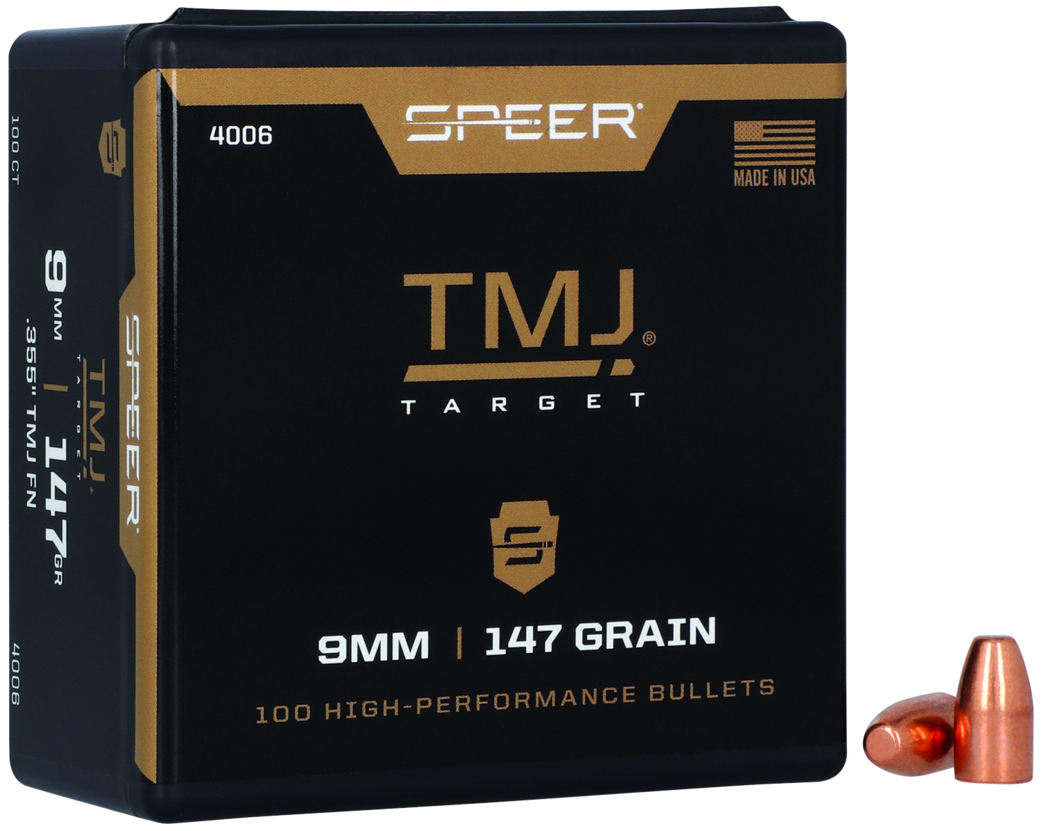 Speer 4006 TMJ 9mm 147gr Total Metal Jacket 100 Per Box-5 Case