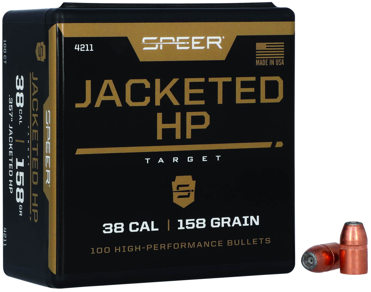 Speer 4211 Handgun Bullets 38 Cal 158gr JHP 100/Box - Speer - 38 Caliber