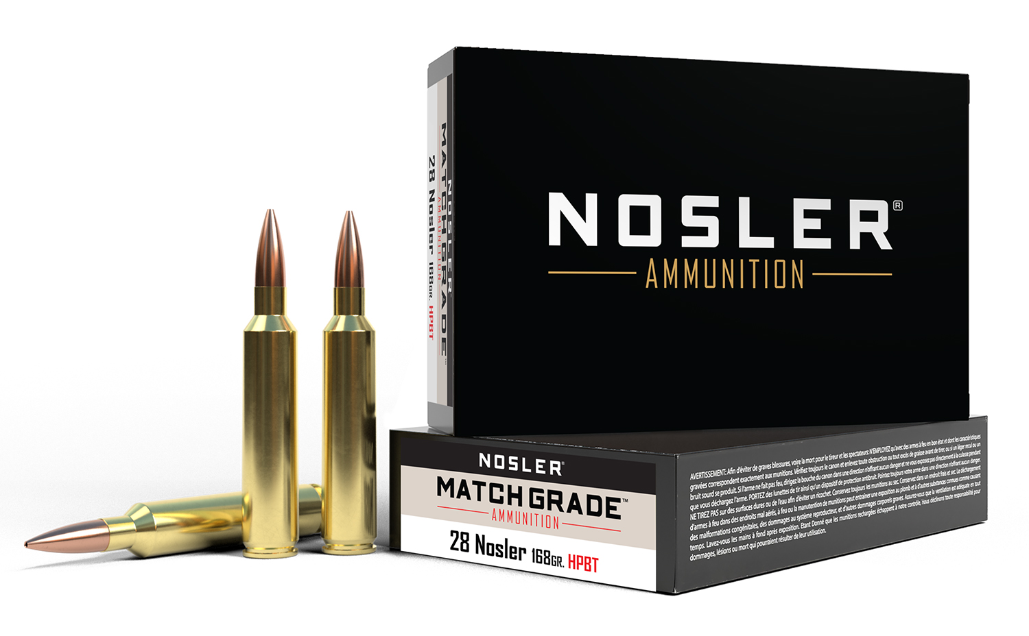 Nosler 51287 28 Nosler 168 gr HPBT 20 Rounds Brass Cased