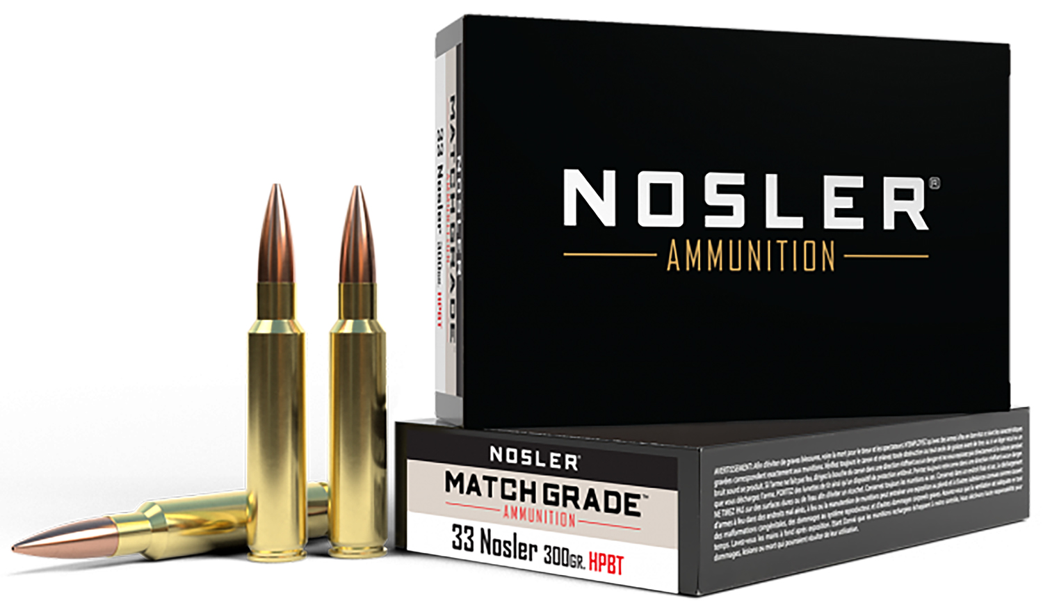 Nosler 60031 33 Nosler 300 gr CC 2550 fps 20 Rounds Match Grade Ammo