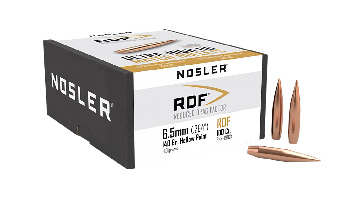 Nosler RDF 6.5mm 140 Grain HPBT Bullets Per 100 Md: 49824