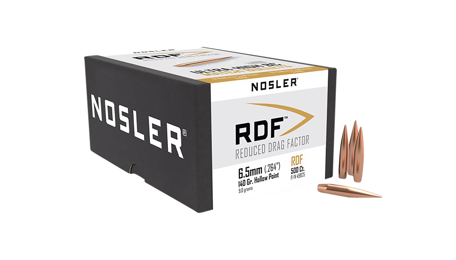 Nosler RDF 6.5mm 140gr HPBT Rifle Bullet, High BC, Wind Drift Resistant, 500/box