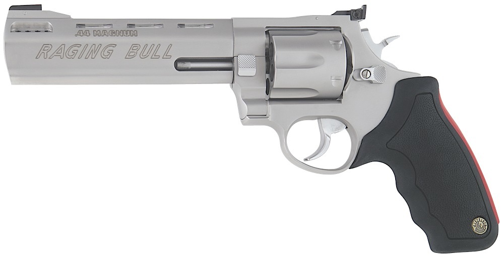 Taurus 2444069 444 Raging Bull 44 Rem Mag 6rd 6.50" Stainless Black Rubber-img-0