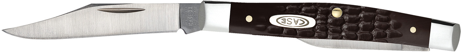 Case 00083 Pen Small 2/1.47 Folding Clip/Pen Plain As-Ground Stainless Steel Blade Brown Jigged Synthetic Handle