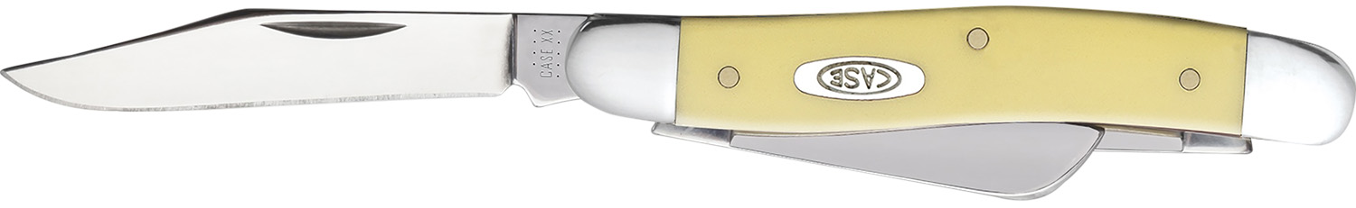 Case 00035 Stockman Medium 2.57/1.88/1.71 Folding Clip/Sheepsfoot/Spey Plain Tumble Polish Chrome Vanadium Steel Blade/Yellow Synthetic Handle
