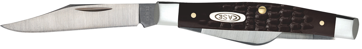 Case 00081 Stockman  Small 2"/1.5"/1.49" Folding Clip/Sheepfoot/Pen Plain As-Ground Stainless Steel Blade/ Brown Jigged Synthetic Handle