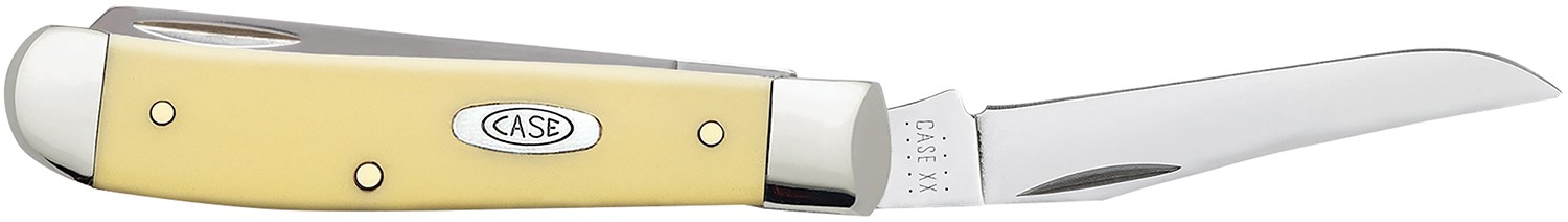 Case 00029 Trapper  Mini 2.70/2.75 Folding Clip Point/Spey Plain Tumble Polish Chrome Vanadium Steel Blade/Smooth Yellow Synthetic Handle
