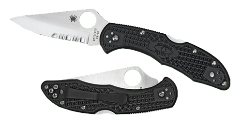 Spyderco C11SBK Delica 4 2.88" Serrated VG-10 Blade Black FRN Handle