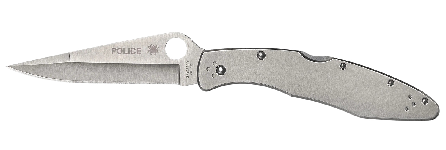 Spyderco C07P Police  4.13 Folding Spear Point Plain VG-10 SS Blade Stainless Includes Pocket Clip