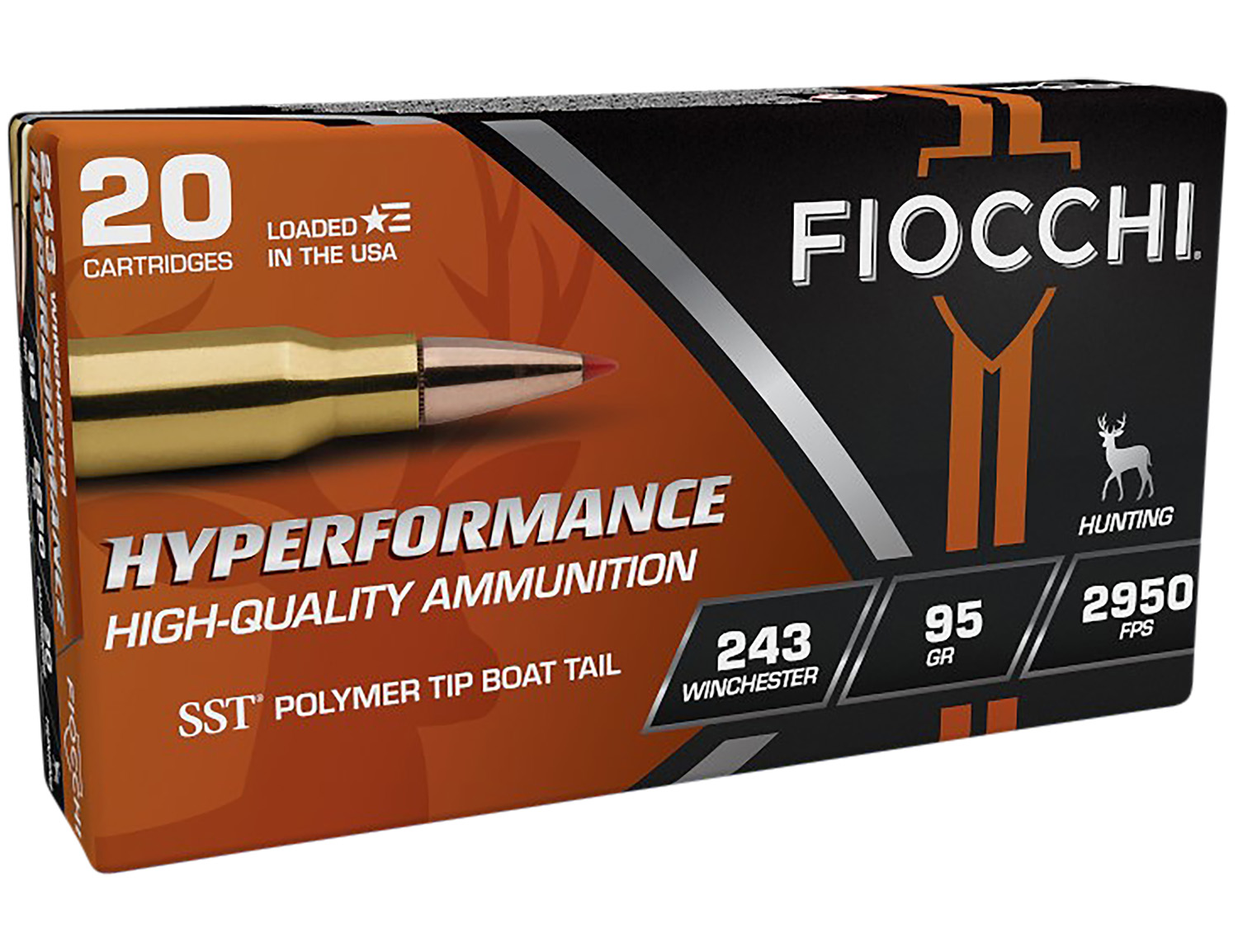 Fiocchi 243HSB Hyperformance  243Win 95gr Super Shock Tip 20 Per Box/10 Case