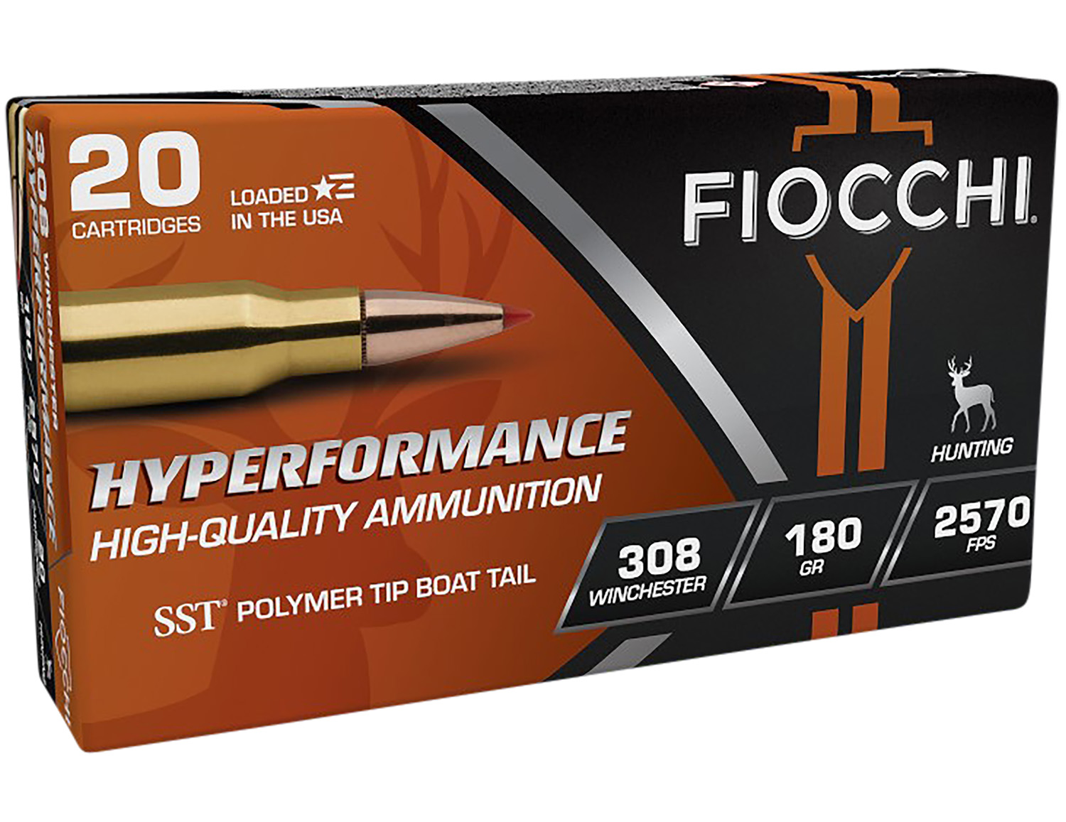 Fiocchi 308HSC Hyperformance  308Win 180gr Super Shock Tip 20 Per Box/10 Case