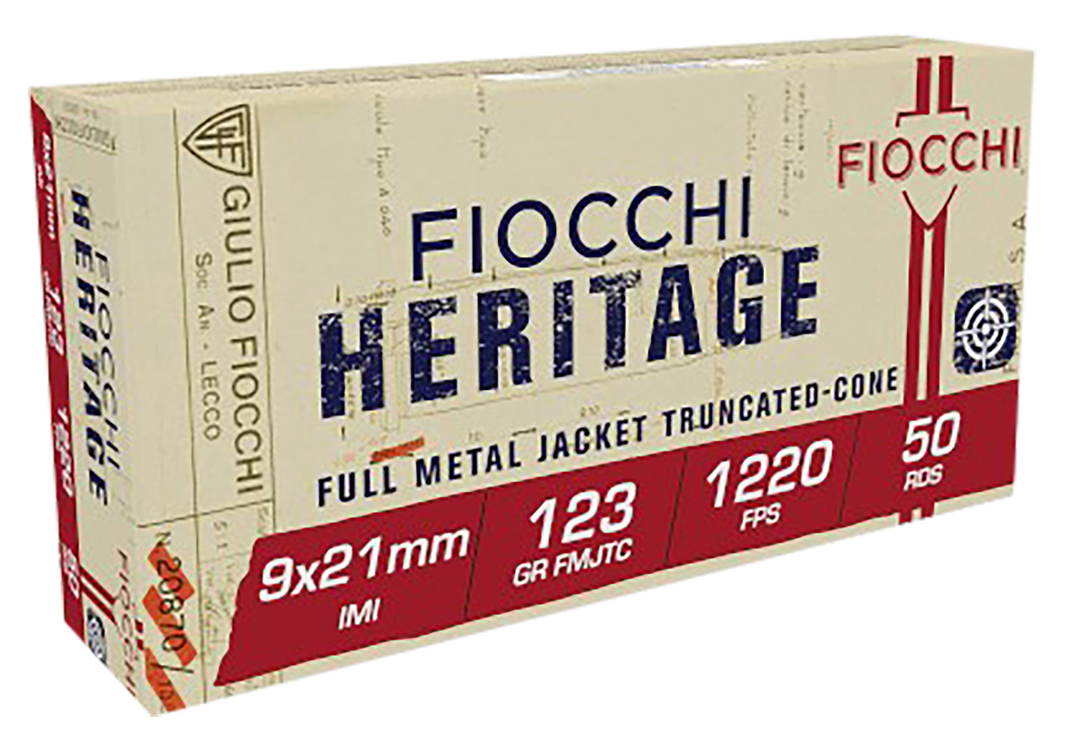 Fiocchi 9X21 Heritage 9x21mmIMI 123gr Full Metal Jacket Truncated Cone ...