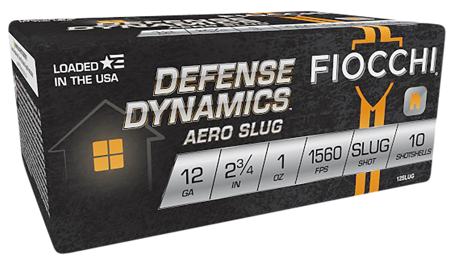 Fiocchi 12SLUG Defense Dynamics Aero 12Gauge 2.75 1oz RifledSlug Shot 10 Per Box/25 Case