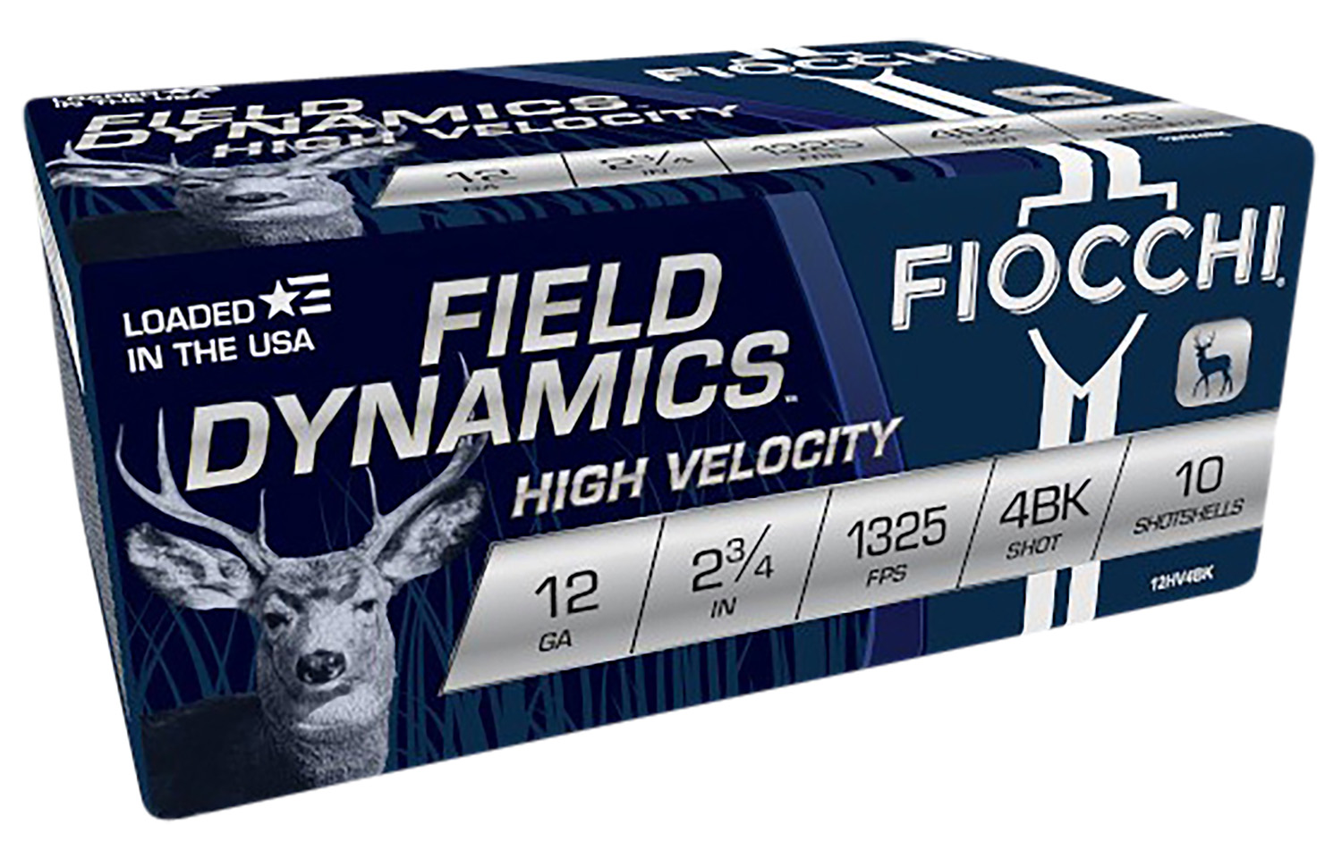 Fiocchi 12HV4BK Field Dynamics High Velocity 12Gauge 2.75 27Pellets 4Buck Shot 10 Per Box/25 Case