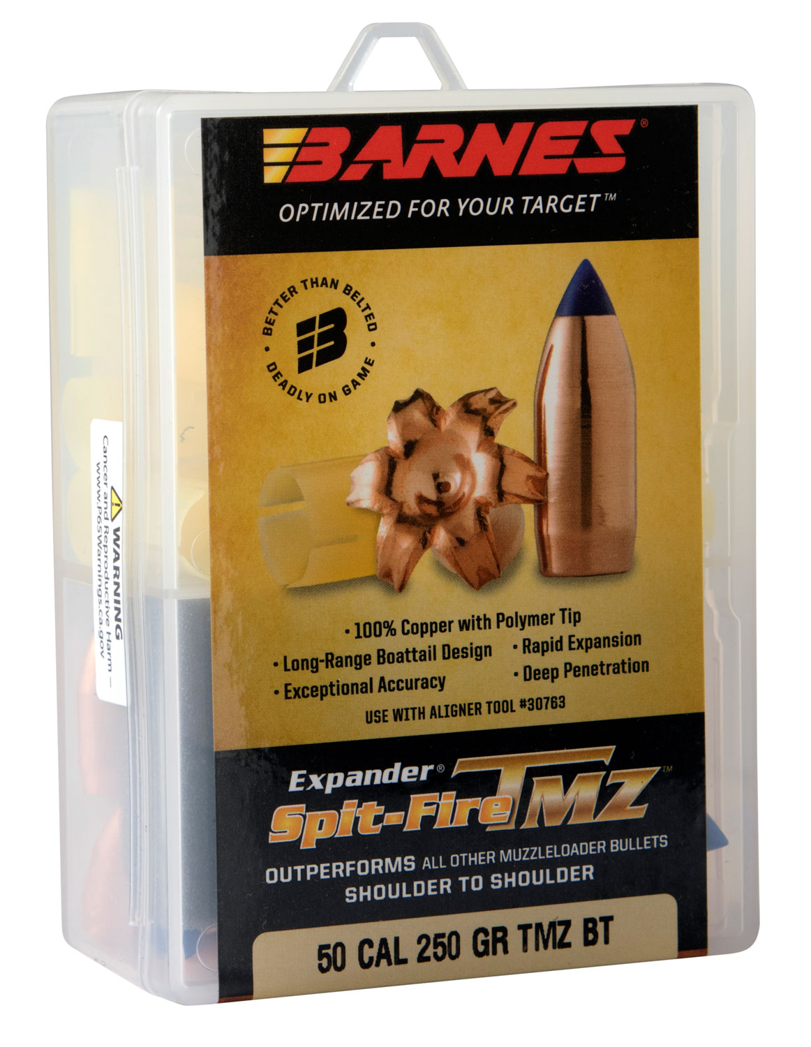 Barnes Bullets Spit-Fire TMZ 50 Caliber 250 Grain 15 Rounds Copper - Browning - 50 Caliber