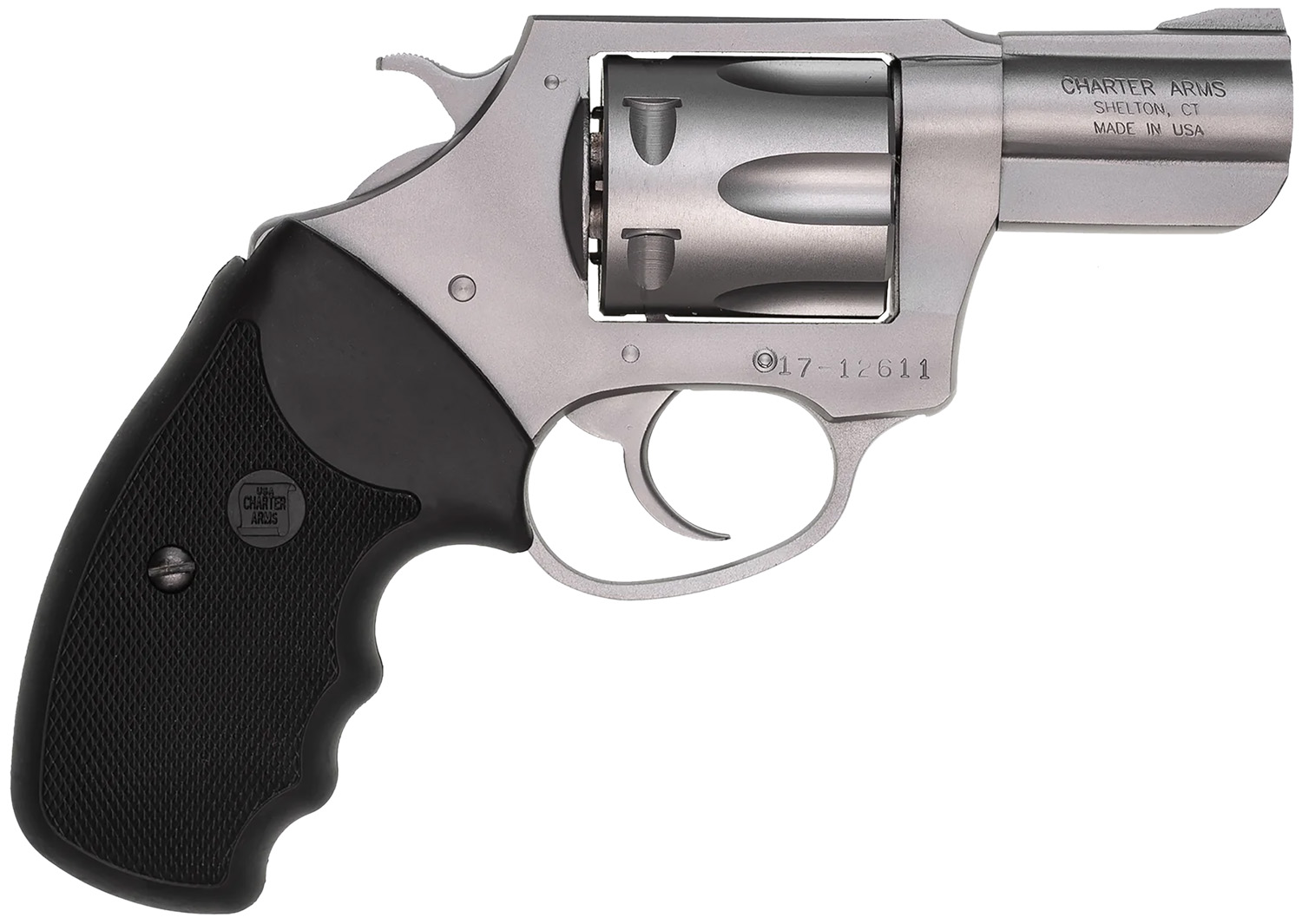Charter Arms 73840 Undercover  Large 38 Special, 6 Shot 2.20 Stainless Steel Barrel & Cylinder, Anodized Aluminum Frame w/Black Finger Grooved Rubber Grip, Exposed Hammer