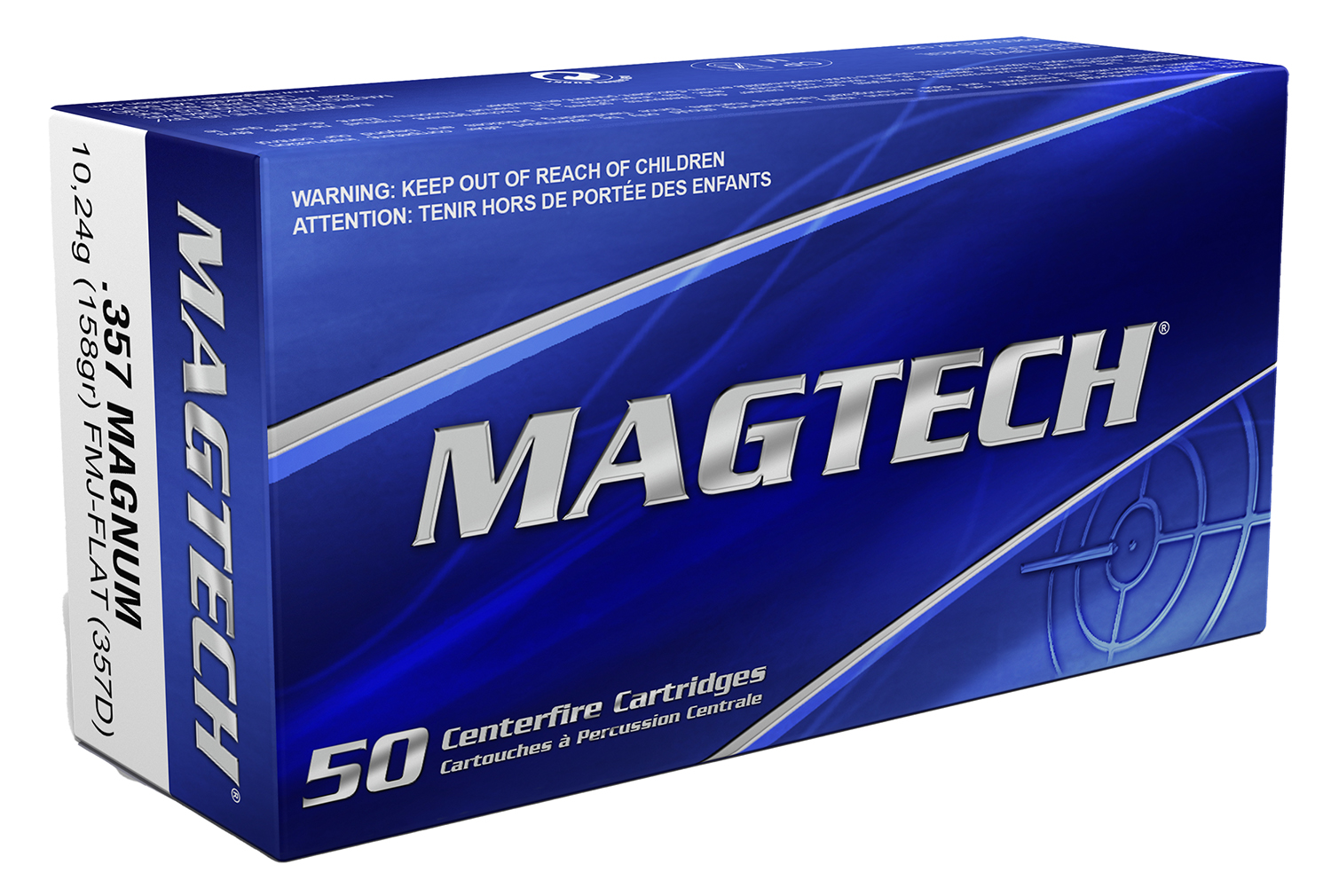 tech 357D Range/Training Target 357 Mag 158 Gr Full Metal Jacket Flat Point (FMJFP) 50 Per Box/ 20 Cs Ammo