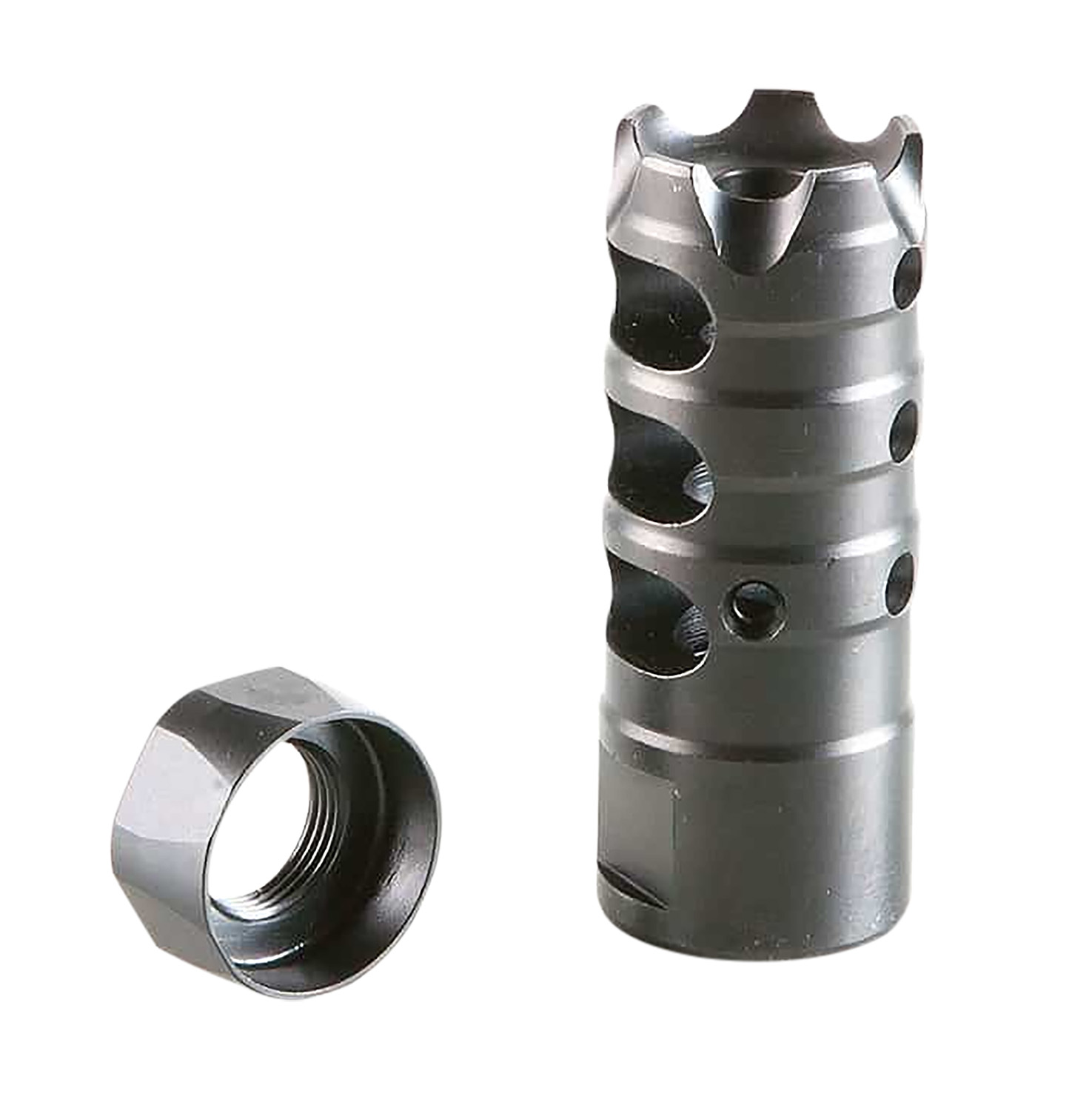 Patriot Ordnance Factory 00308 Triple Port Muzzle Brake Black Nitride Steel with 1/2-28 tpi Threads for 223 Rem, 5.56x45mm NATO AR-Platform
