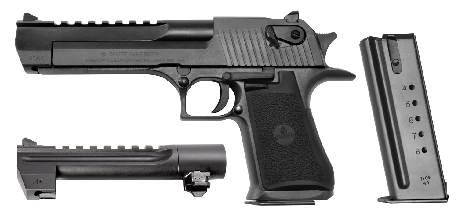 Magnum Research DE50WB6 Desert Eagle Mark XIX Conversion Combo 44 Rem Mag, 50 AE 6 7+1, 8+1 Black Carbon Steel Frame & Slide Black Rubber Grip