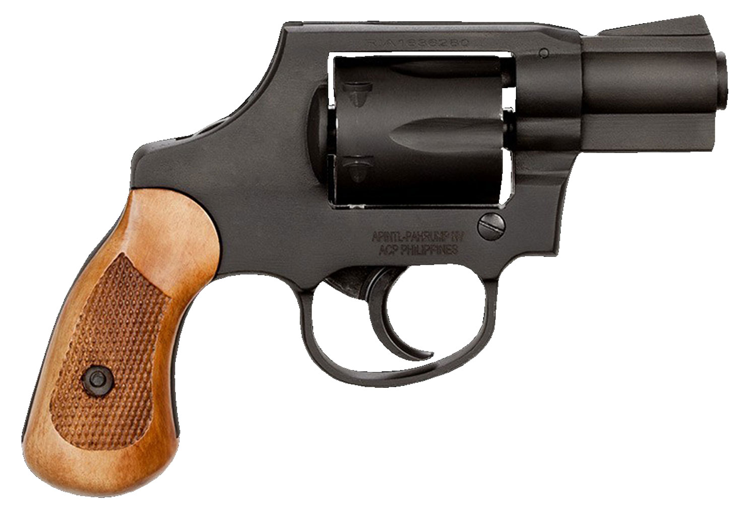 Rock Island 51280 M206  Small Frame 38 Special 6rd 2 Black Parkerized Steel Barrel, Cylinder & Frame, Checkered Wood Grip, Transfer Bar Safety, Concealed Hammer
