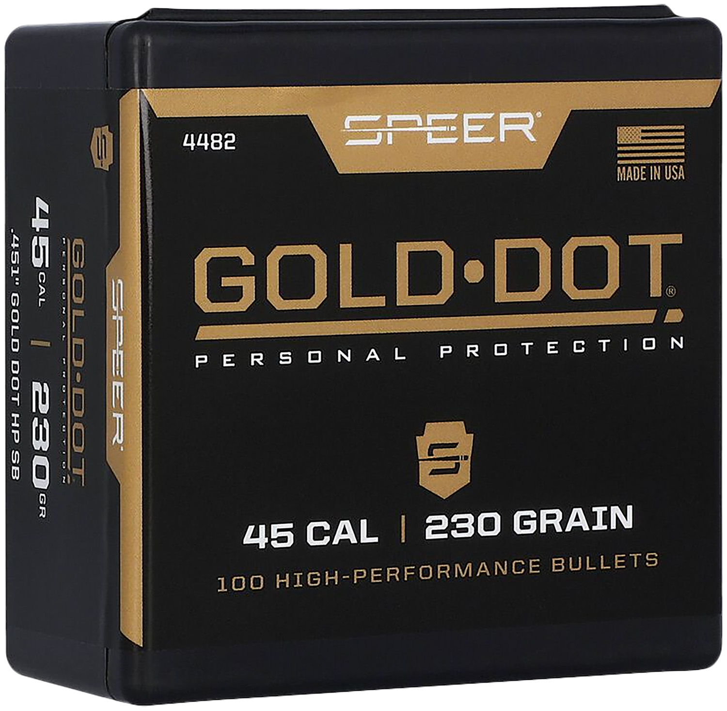 Speer 4482 Gold Dot 45 Cal 230gr Hollow Point Bullets 100/Box