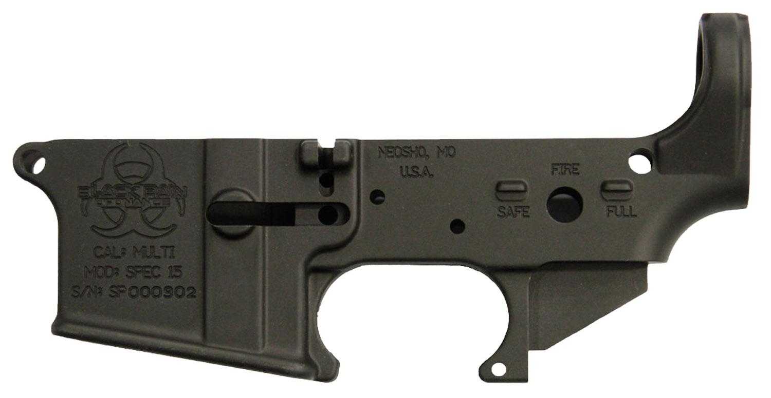 Black Rain BROSPEC15LR Spec15 Forged Lower Multi-Caliber 7075-T6 Aluminum Black Anodized for AR-Platform