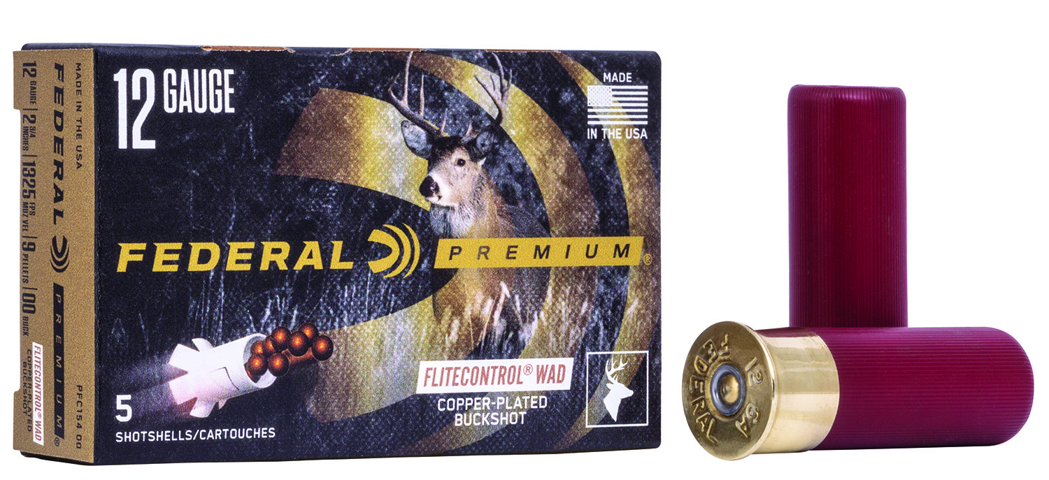 Federal PFC15400 Premium Vital-Shok 12Gauge 2.75 9Pellets 00BuckShot 5 Per Box/50 Case