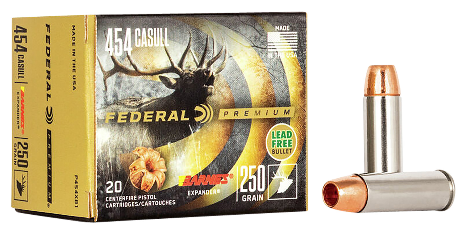 Federal Premium Pistol Ammo 454 Casull 250 Gr. Barnes Expander 20 Rd. eral Premium Pistol 454 Casull 250 Gr. Barnes Expander 20 Rd. Ammo