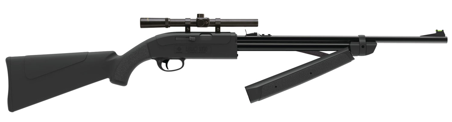 Crosman CLGY1000KT Legacy 1000 Air Rifle Pump 177 Black Rifled Steel Barrel, Black Receiver, Black Fixed All Weather Stock, Crossbolt Safety, Includes 4x15mm Scope