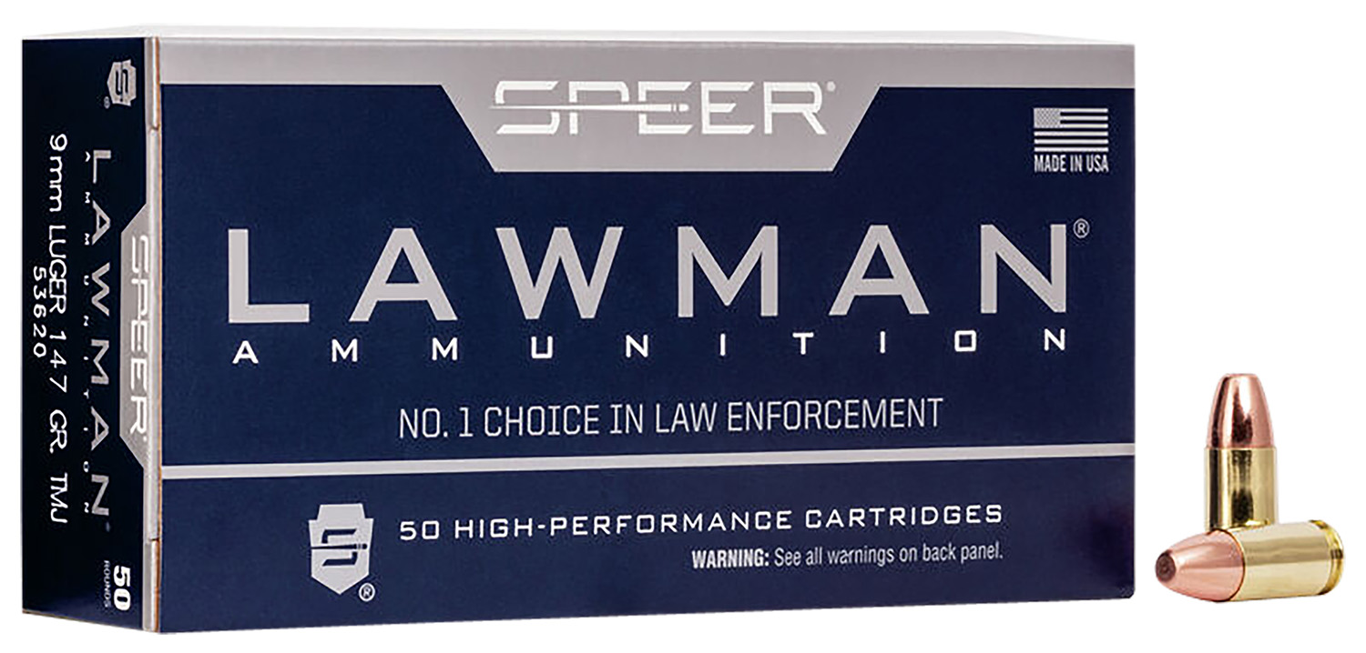 Speer 53620 Lawman  9mmLuger 147gr Total Metal Jacket Round Nose 50 Per Box/20 Case Speer 53620 Lawman  9mmLuger 147gr Total Metal Jacket Round Nose 50 Per Box/20 Case
