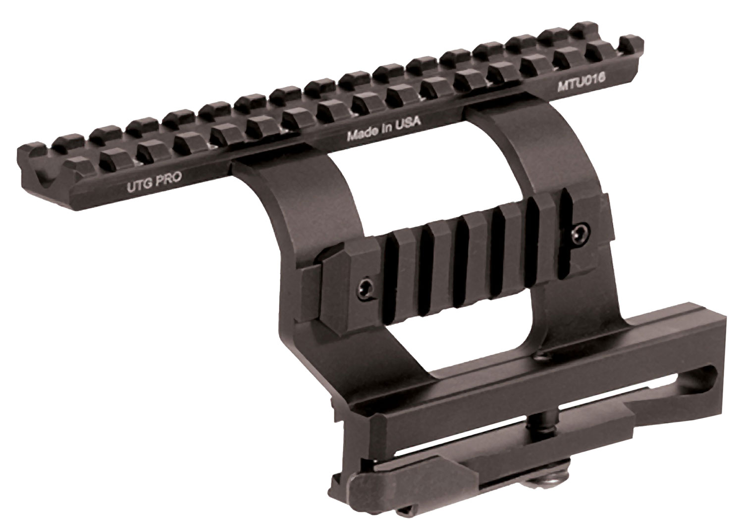 Leapers UTG Pro MTU016 Side Mount for AK Black Aluminum 16 Slots - Leapers - QUICK-DETACHABLE AK SIDE MOUNT