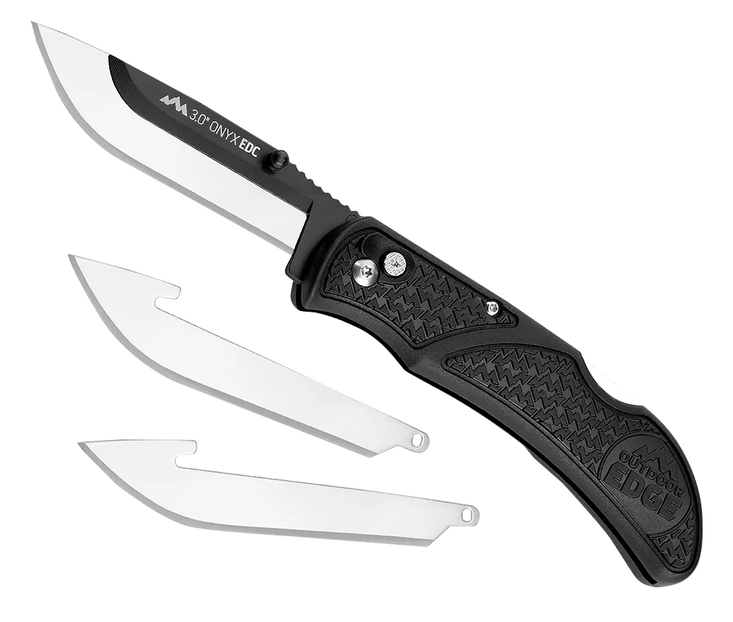 Outdoor Edge OX30C Onyx Lite 3 Folding Plain 420J2 Stainless Steel Blade Black Trimond Textured Polymer Handle