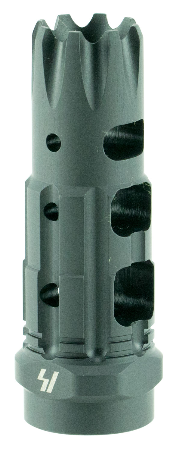 Strike Industries TCCOMP223 Triple Crown Comp  Black Steel with 1/2"-28 tpi Threads, 2.63" OAL & 0.85" Diameter for 223 Rem, 5.56x45mm NATO AR-Platform