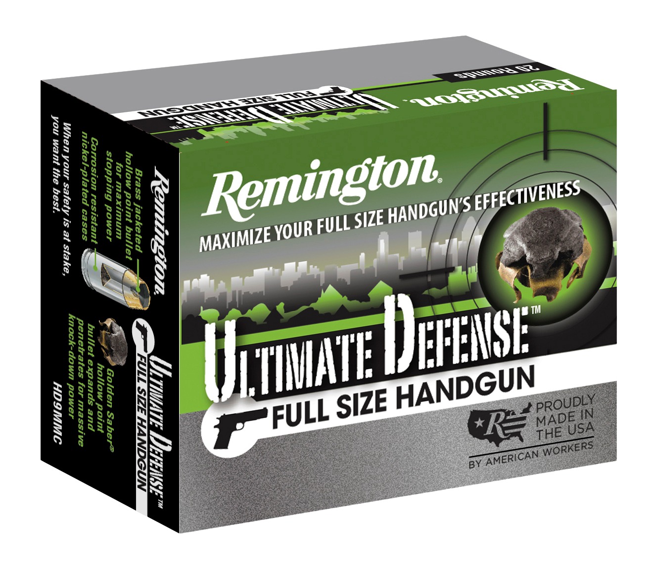 Remington Ultimate Defense 40 SW 165gr – Trusted Personal Defense Ammo, 20 Rounds