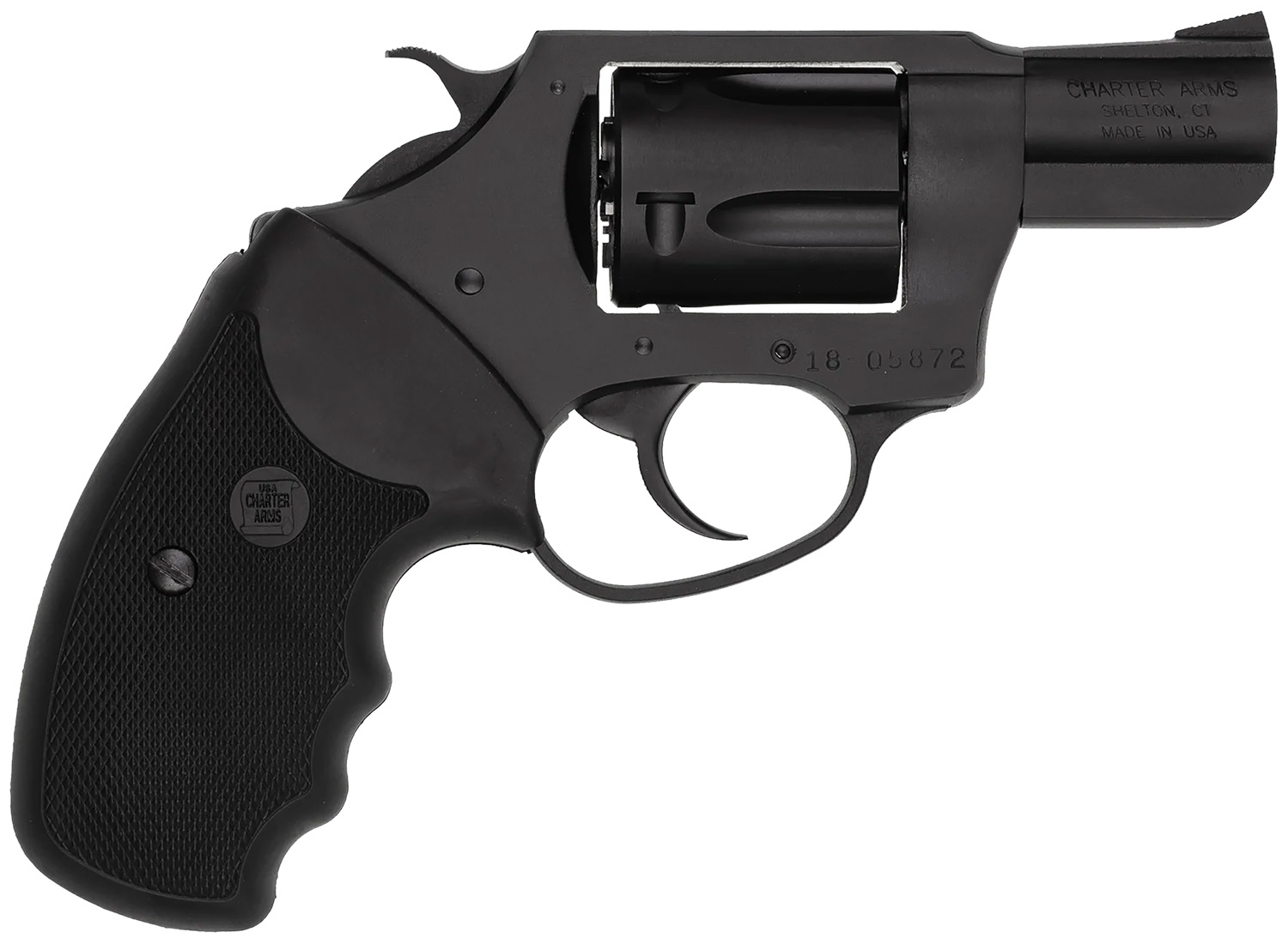 Charter Arms 13820 Undercover Lite  Small 38 Special, 5 Shot 2 Black Stainless Steel Barrel & Cylinder, Black Passivate Aluminum Frame w/Black Finger Grooved Rubber Grip, Exposed Hammer