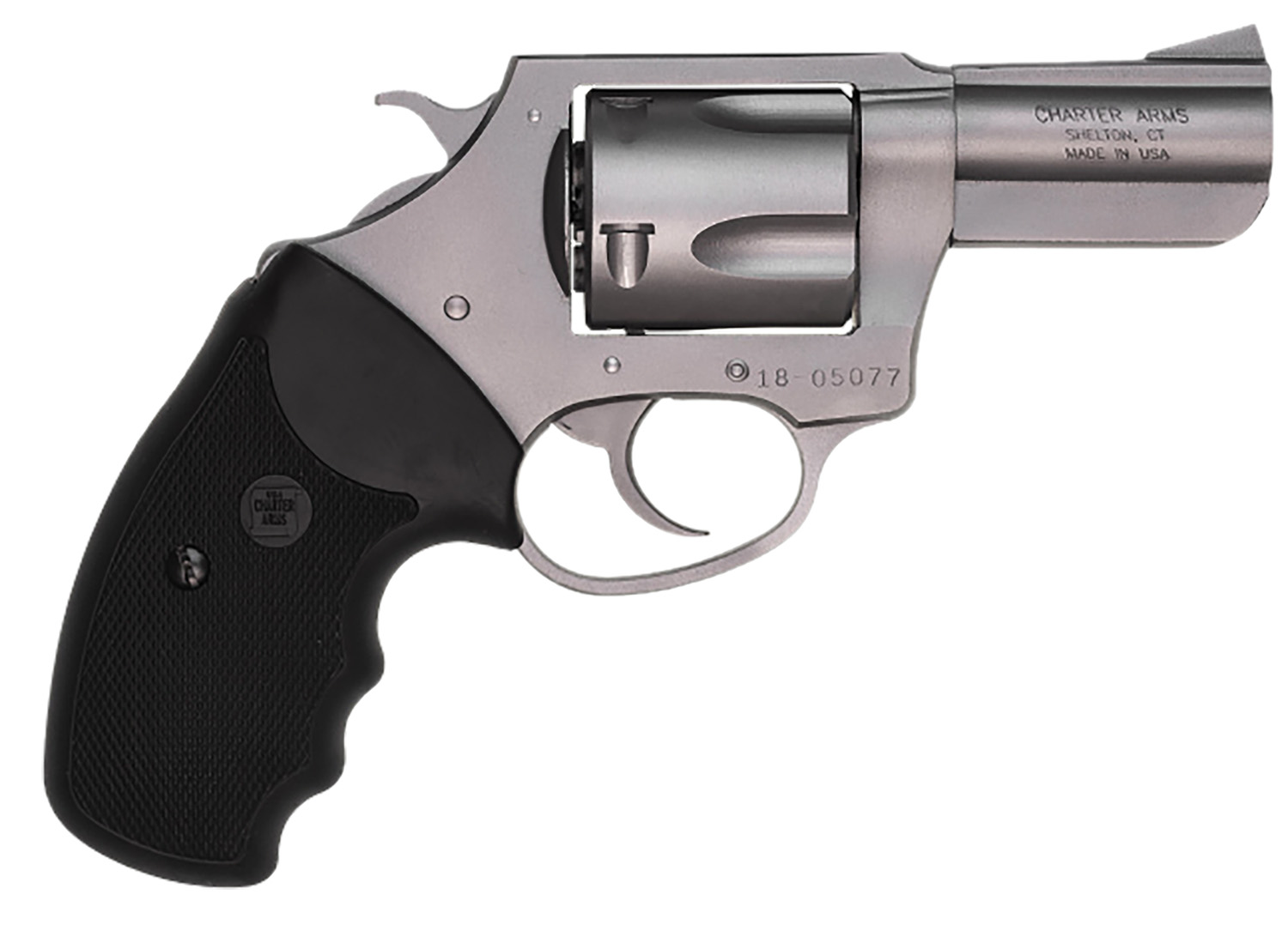 Charter Arms 74420 Bulldog  Large 44 Special, 5 Shot 2.50" High Polished Stainless Steel Barrel, Cylinder & Frame w/Black Finger Grooved Rubber Grip