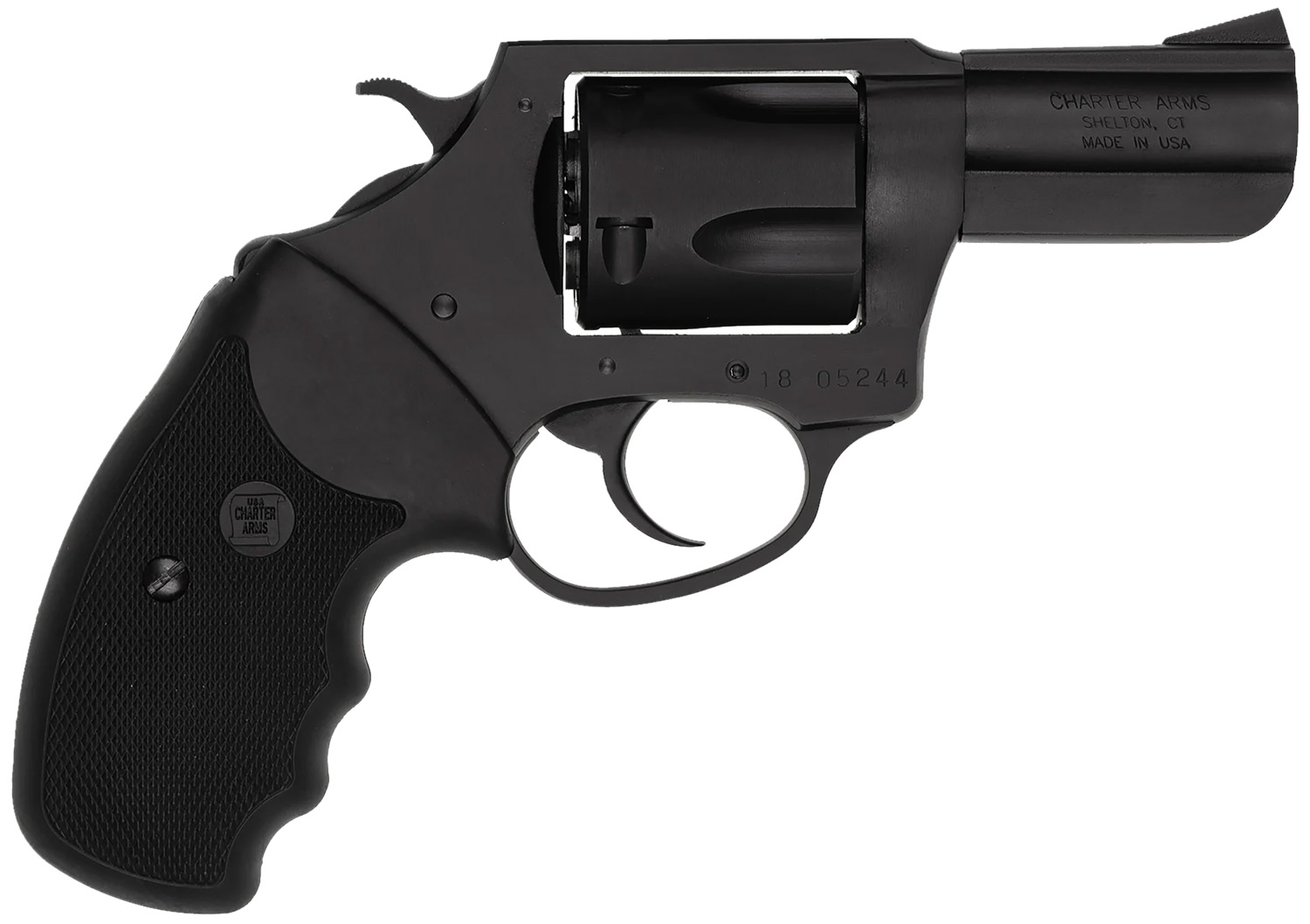 Charter Arms 14420 Bulldog  Large Frame 44 S&W Spl 5 Shot 2.50 Black Stainless Steel Barrel, Cylinder & Frame, Black Finger Grooved Rubber Grip, Exposed Hammer