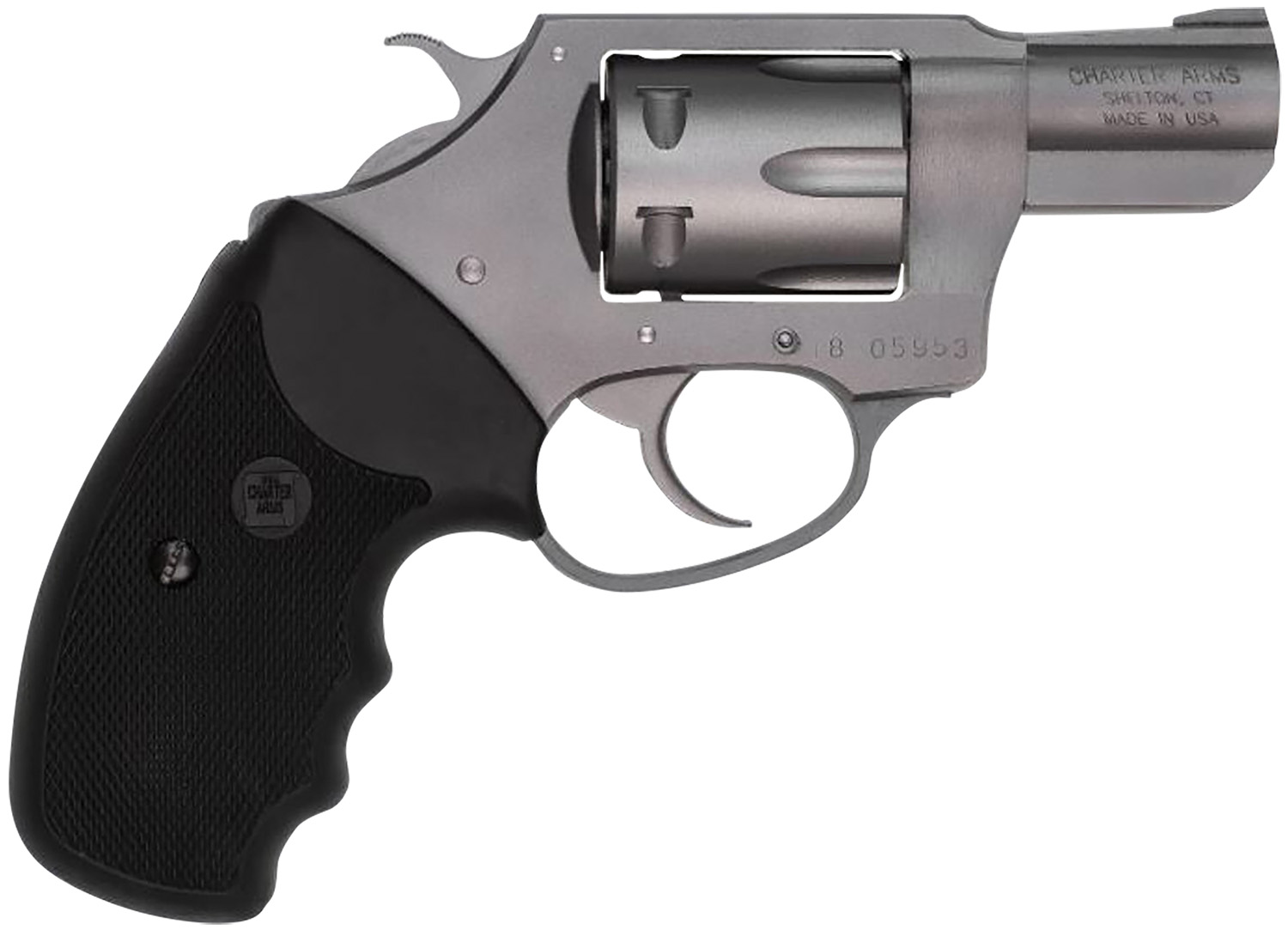 Charter Arms 72224 Pathfinder  Small 22 LR, 8 Shot 2 Stainless Steel Barrel  & Cylinder, Anodized Aluminum Frame w/Black Finger Grooved Rubber Grip, Exposed Hammer