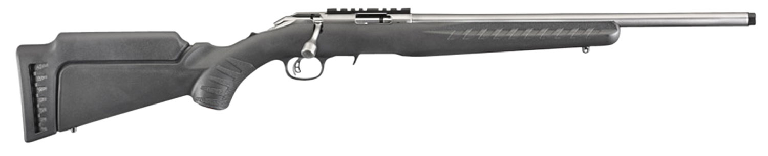 Ruger 8352 American Rimfire Full Size 22 WMR 9+1 18" Satin Stainless Steel Threaded Barrel & Receiver w/Scope Rail, Black Fixed Synthetic Stock, Right Hand