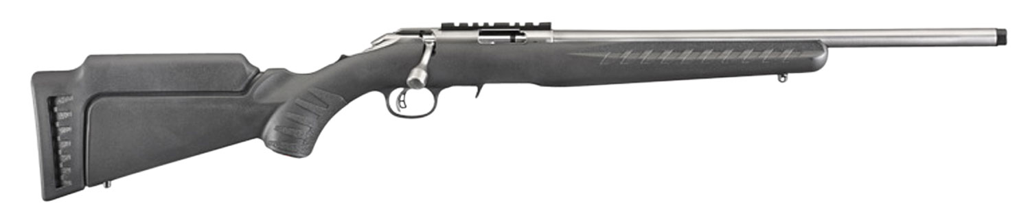 Ruger 8353 American Rimfire Full Size 17 HMR 9+1 18" Satin Stainless Steel Threaded Barrel & Receiver w/Scope Rail, Black Fixed Synthetic Stock, Right Hand