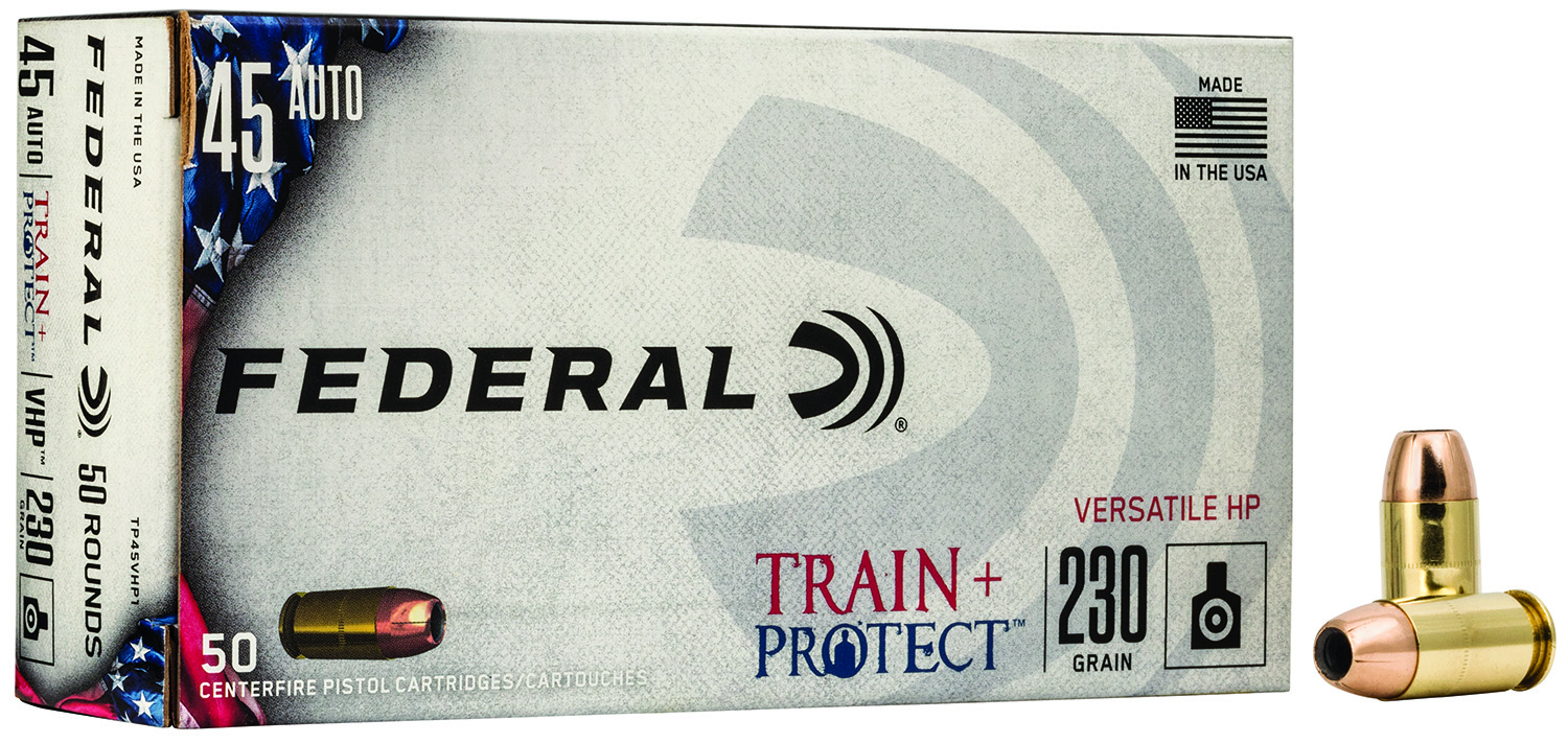 eral TP45VHP1 Train & Protect Versatile Hollow Point 230 Grain .45 ACP/Auto 850 Fps Ammo