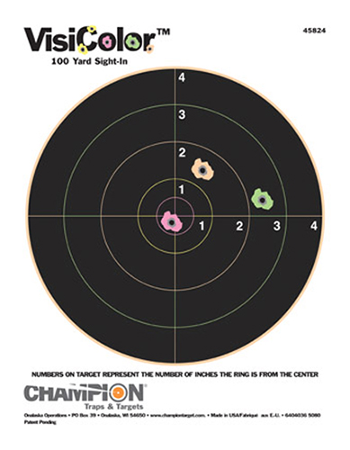 Champion Targets 45824 VisiColor  Bullseye Paper Hanging Pistol/Rifle 8.50 x 11 Multi-Color Includes Pasters 10 Pack