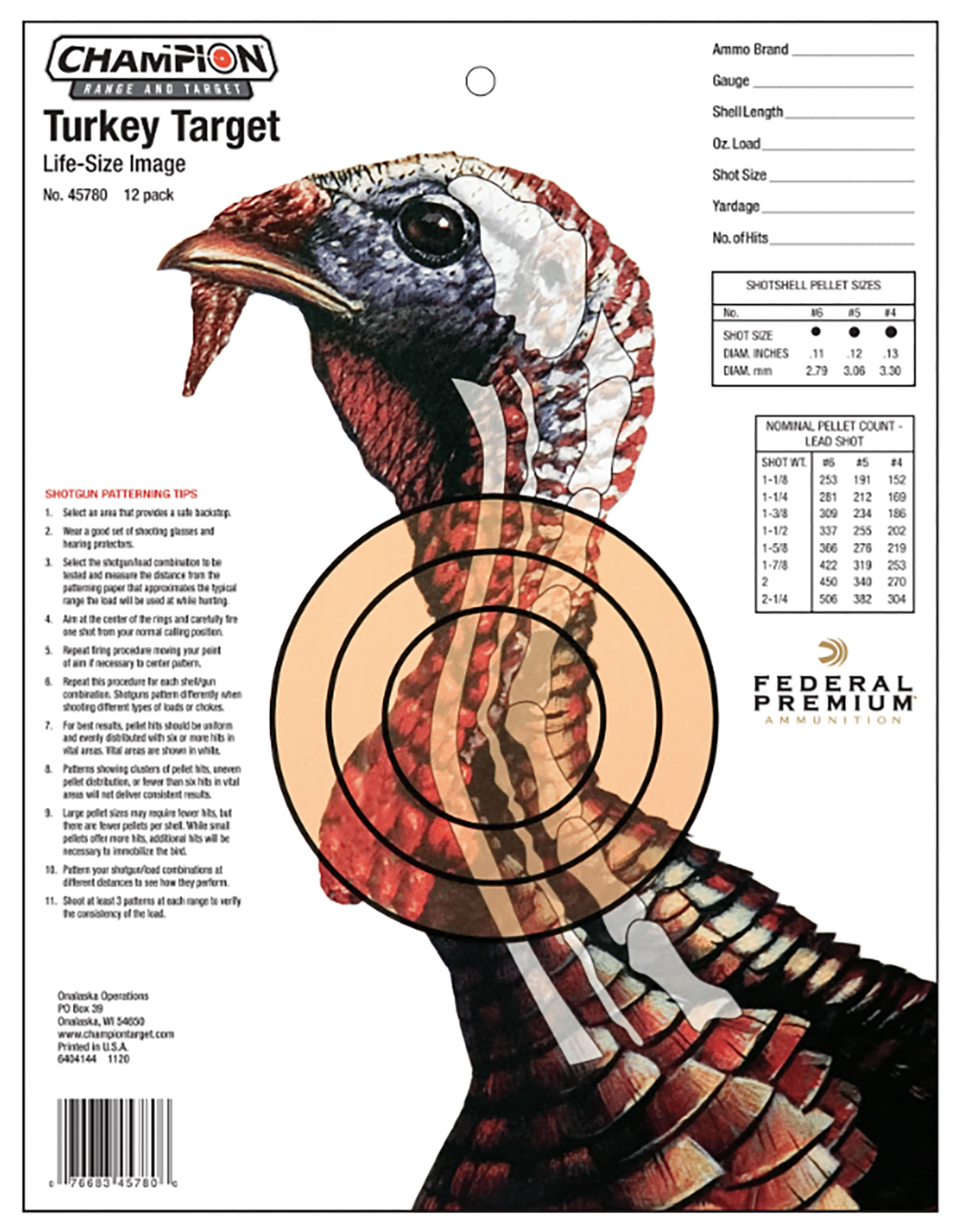 Champion Targets 45780 LifeSize Turkey Hanging Paper Target  14 x 18 Multi-Color 12 Pack