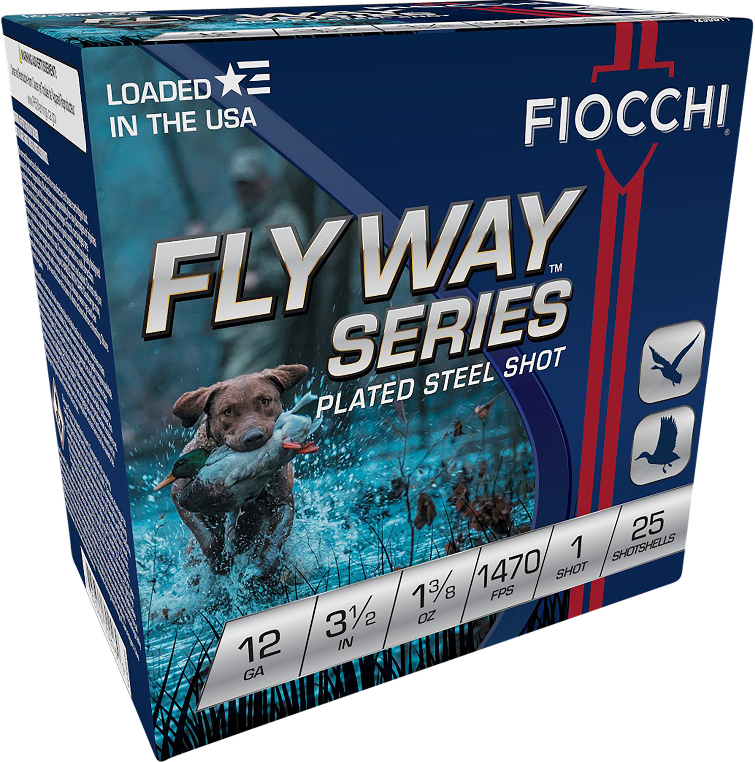 Fiocchi Flyway 12Ga #1 3.5in Plated Steel 25rd Box Shotshells (1235ST1) - Fiocchi - 12 Gauge